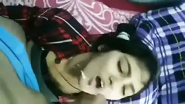 Horny Desi XXX girl gets load of cum on face with dirty talkings MMS