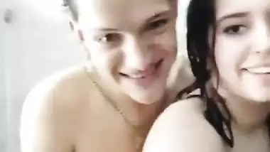 Beautiful Girl With Amazing Tits Enjoys With Lover In Shower