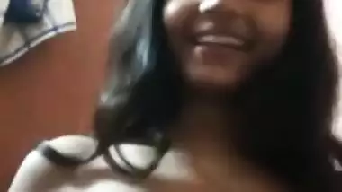 Indian cute GF showing her virgin boobs to BF