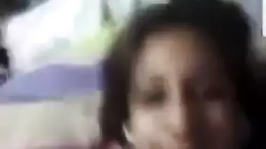 Cute girl showing boob in skype call