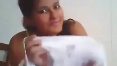 Lankan GF Showing HEr Cute Hoot Boobs t LOver at night