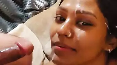Crazy Indian blowjob and thick cum on face and mouth