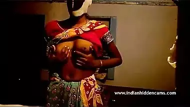 Indian maid boob pressed front of cam for money